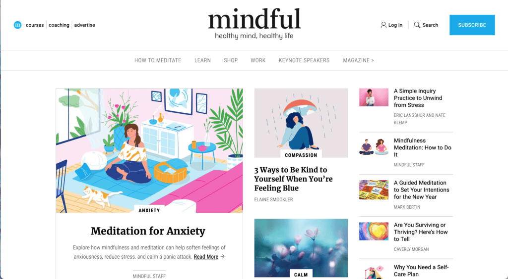 Mindful.org homepage