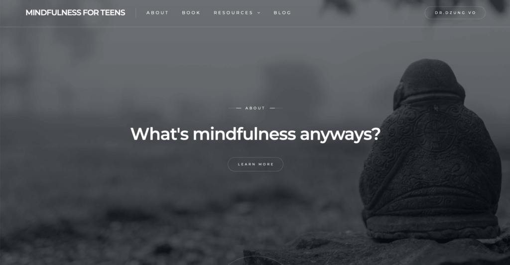 Mindfulness for Teens home page